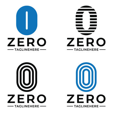 Collection of zero logos with tagline space on white background icon