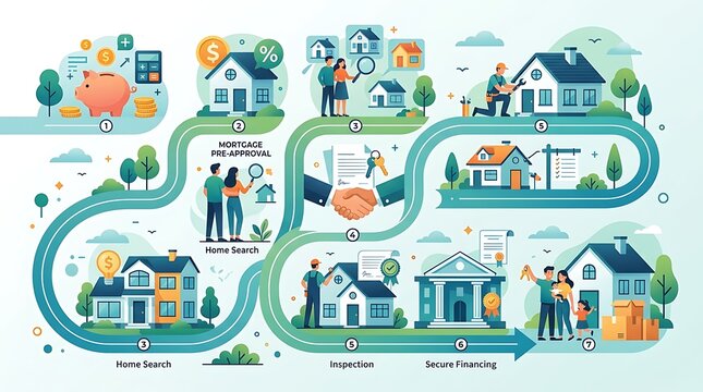 Infographic showing the steps of a real estate buying journey