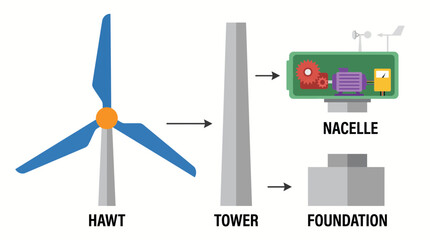 Horizontal Axis Wind Turbine HAWT Components Parts © Bima