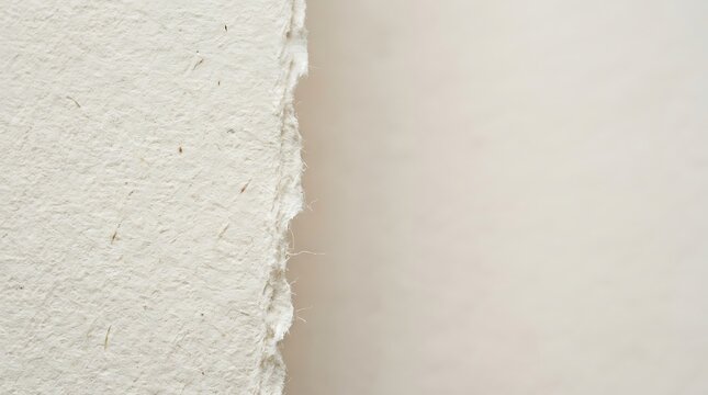 Textured handmade paper with deckled edge on neutral background