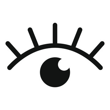 Simple black and white illustration of a closed human eye with eyelashes icon
