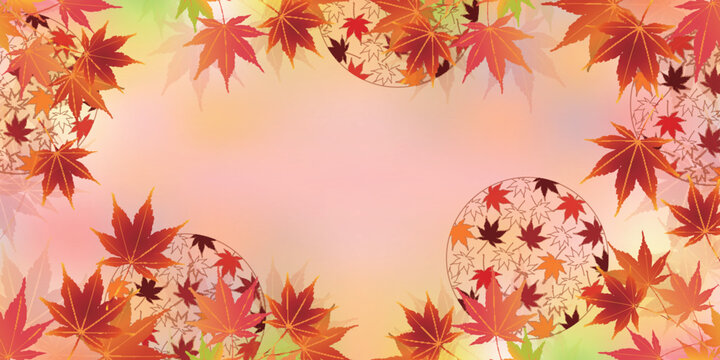 Beautiful Autumnal Maple Leaves Background Frame Illustration