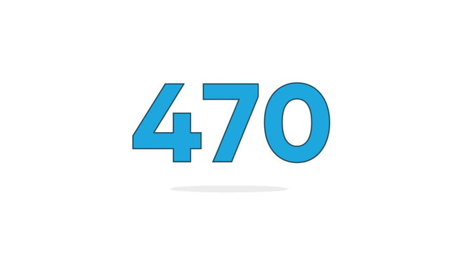 Blue Number 470 with Shadow on White Background