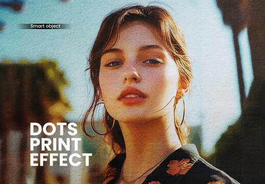 Dots Print Halftone Photo Effect Template