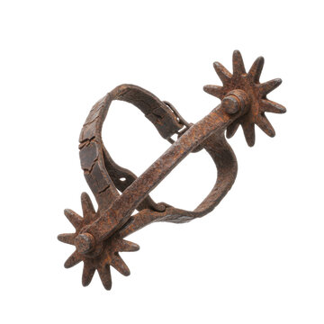 Vintage Rusty Metal Cowboy Spur with Rowel
