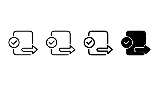 Set of 4 Upload Icons, Data Transfer Symbols, File Upload Icons, Digital Process Icons