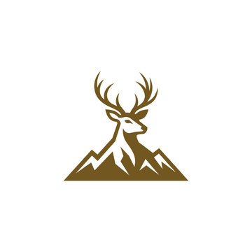 Minimalist Deer And Mountain Logo Design On A White Background