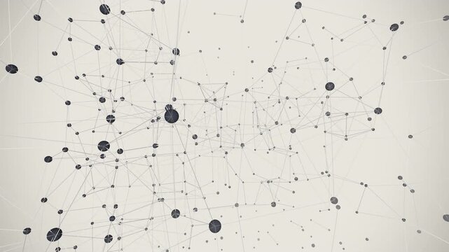 Mesmerizing 4K UHD loop of a glowing glass neural network of sphere nodes firing and connecting in a seamless plexus with cinematic depth. Ideal for futuristic background, abstract background. 4K UHD.