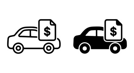 Fototapeta premium Car Loan Icons, Auto Finance Symbols, Vehicle Purchase Document, Money Exchange Graphics