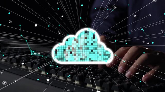 Visual representation of cloud computing showcasing data transfer and connectivity. The image highlights technology integration, digital networks, and modern computing concepts. Xenic