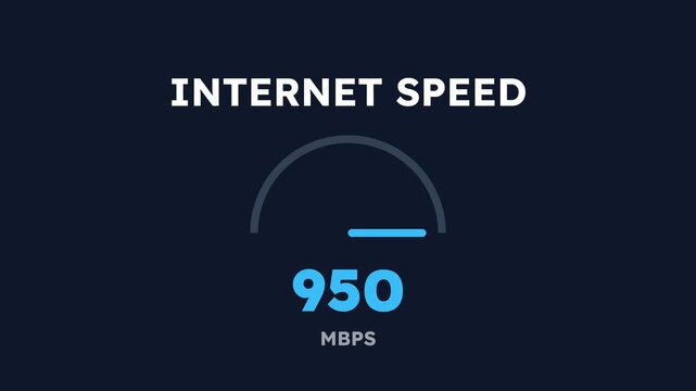 Internet speed gauge, dynamic digital display with increasing MBPS values, technology concept, symbolizing fast data transfer and connectivity