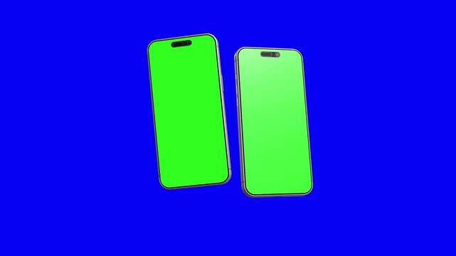 Two Floating iPhones 17 Green Screen Animation Video Template Chroma Key Blue Screen Background