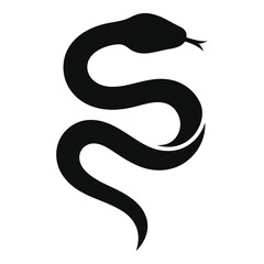 Fototapeta premium Black snake silhouette with tongue out graphic illustration reptile icon