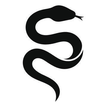 Black snake silhouette with tongue out graphic illustration reptile icon