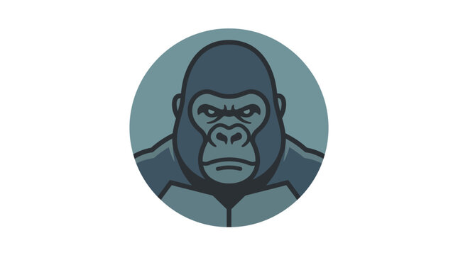 Gorilla Head Icon In A Circular Gray Background