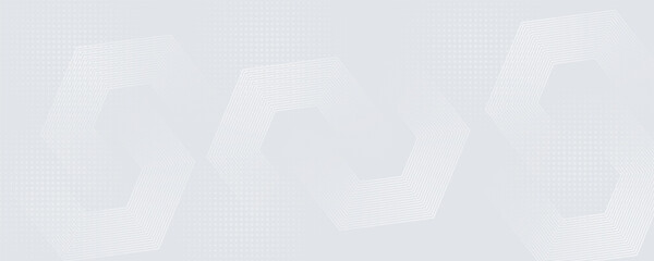 Fototapeta premium Hexagon white gray wave light technology texture background. Abstract big data digital concept simple art modern abstract