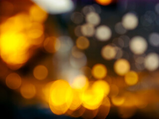 Fototapeta premium Golden and Blue Bokeh City Lights at Night, Abstract Background