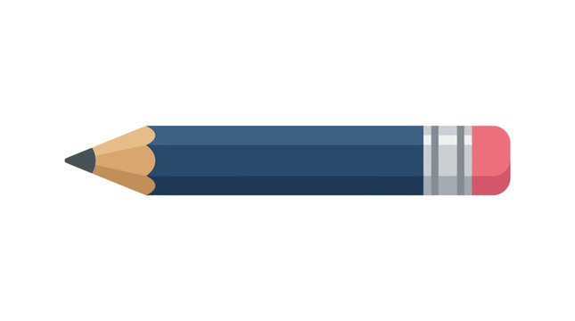 Minimalist Blue Pencil Icon Isolated On A White Background