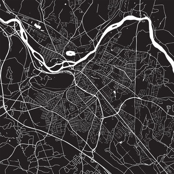 Vector Street Map of Schenectady New York Black and White Minimalist City Road Map