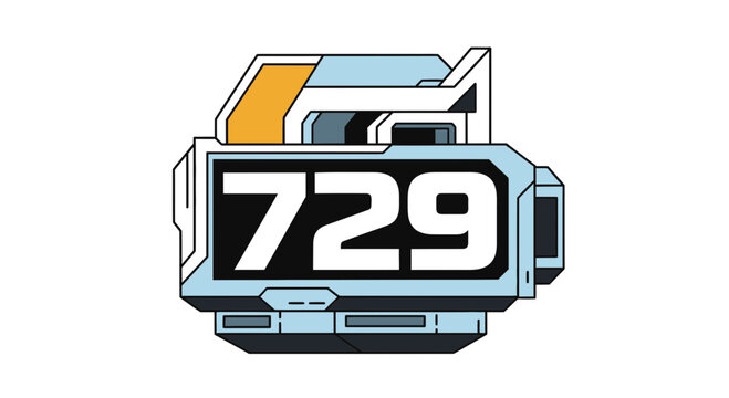 Futuristic Sci-Fi Device with Number 729 Display, Technology Concept