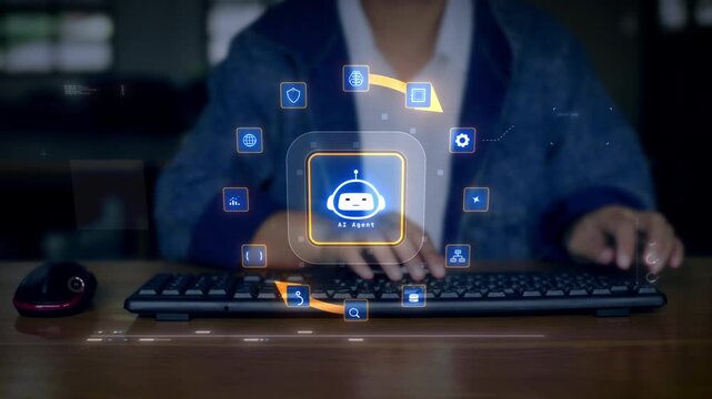 AI Intelligence Core with Continuous Reasoning Loop and Intelligent Decision Making Motion Graphics