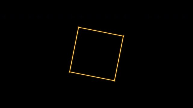 Single Square Rotating Line Frame Border, Seamless Loop, Gold Alpha 4K