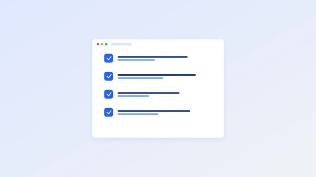 check list web template animation Corporate Blue Pastel Agenda List Items Success Vector Graphics 4K