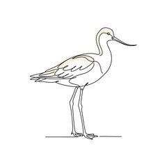 Obraz premium One line drawing of a long-legged wading bird.