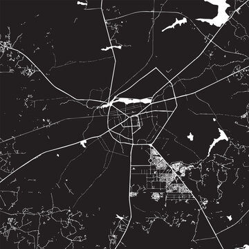 Vector Street Map of Ouagadougou Burkina Faso Black and White Minimalist City Road Map