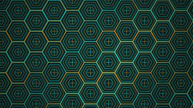 abstract hexagon pulse background with dark teal tech animation