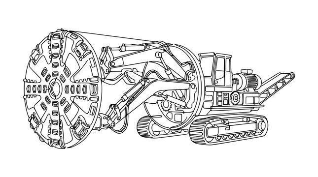 Tunnel Boring Machine Outline Drawing - Heavy Construction Equipment