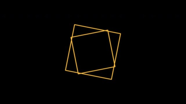 Double Square Rotating Line Frame Border, Seamless Loop, Gold Alpha 4K