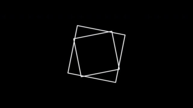 Double Square Rotating Line Frame Border, White Seamless Loop Alpha 4K
