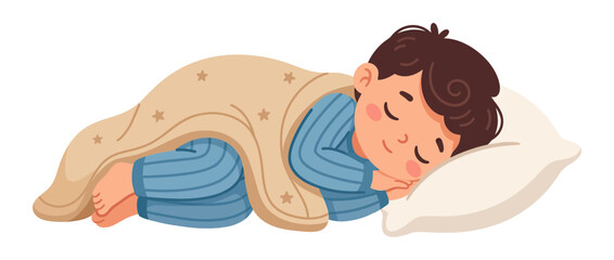 Cute Boy Sleeping Peacefully Under Blanket