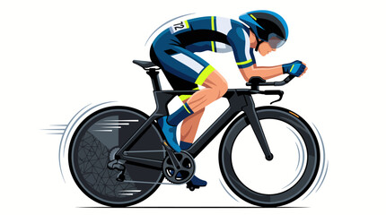 Fototapeta premium Dynamic illustration of a professional racing cyclist speeding on a road bike during a competitive event