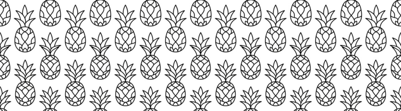 Hand-drawn pineapple pattern, simple outline illustration