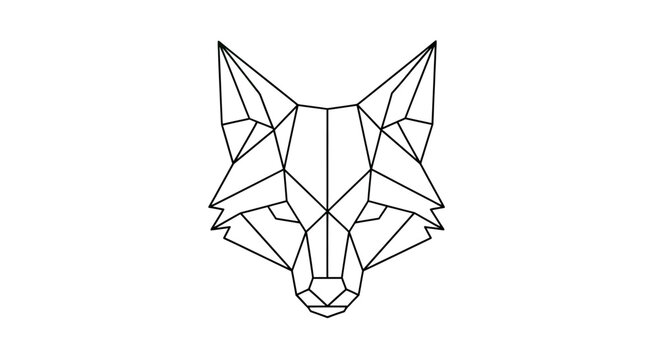 Geometric low poly line art fox head logo