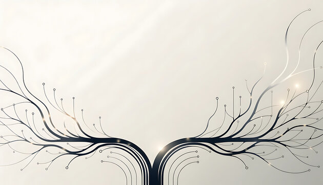 Futuristic technology tree roots or electronic wings abstract concept illustration