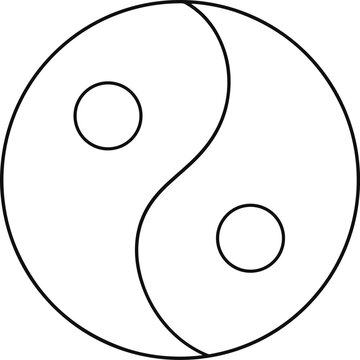 Yin Yang Lucky Symbol Line Art Minimalist Cute Daoism Sign Cartoon Coloring Page