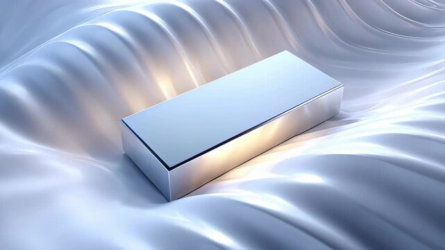 Metallic box on wavy surface