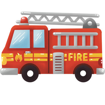 Red fire truck cartoon vector illustration