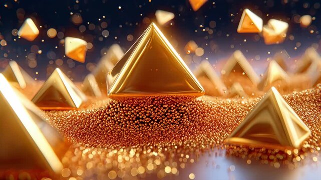 Golden pyramids and beads in space