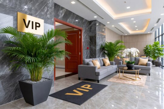 Exclusive VIP lounge receiving area with sofas