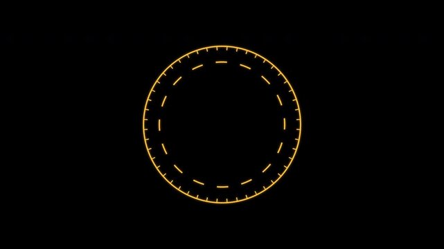 Tick Ring HUD Rotating Line Frame Border, Seamless Loop, Gold Alpha 4K