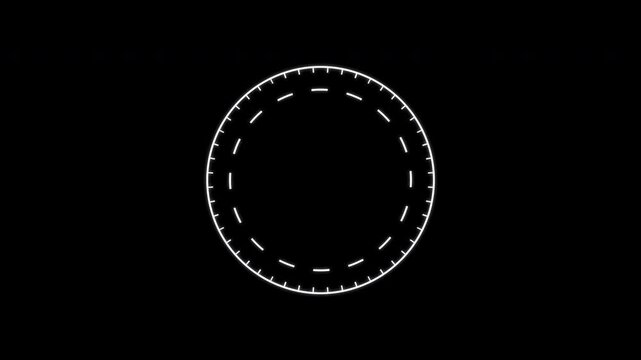 Tick Ring HUD Rotating Line Frame Border, White Seamless Loop Alpha 4K