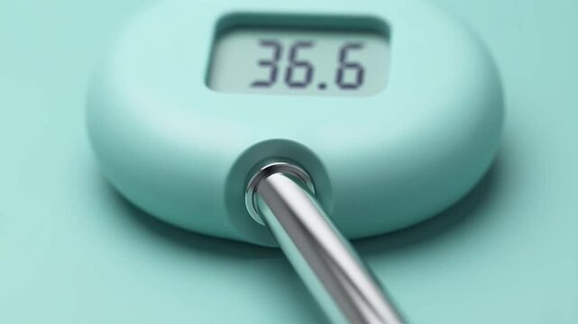 Digital Thermometer Displaying Normal Human Body Temperature Reading.