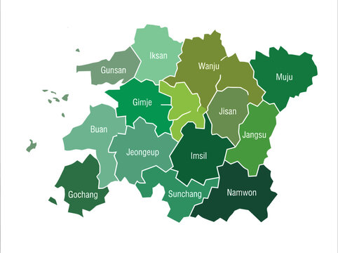 Jeollabuk-do South Korea Vector Administrative Map