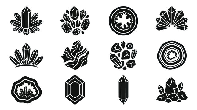 Collection of Crystal and Gemstone Icons.