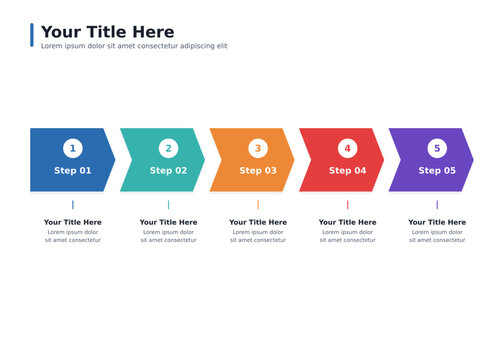 Five step chevron arrow process infographic template