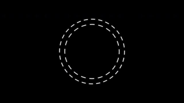 Dashed Ring Rotating Line Frame Border, Seamless Loop, White Alpha 4K